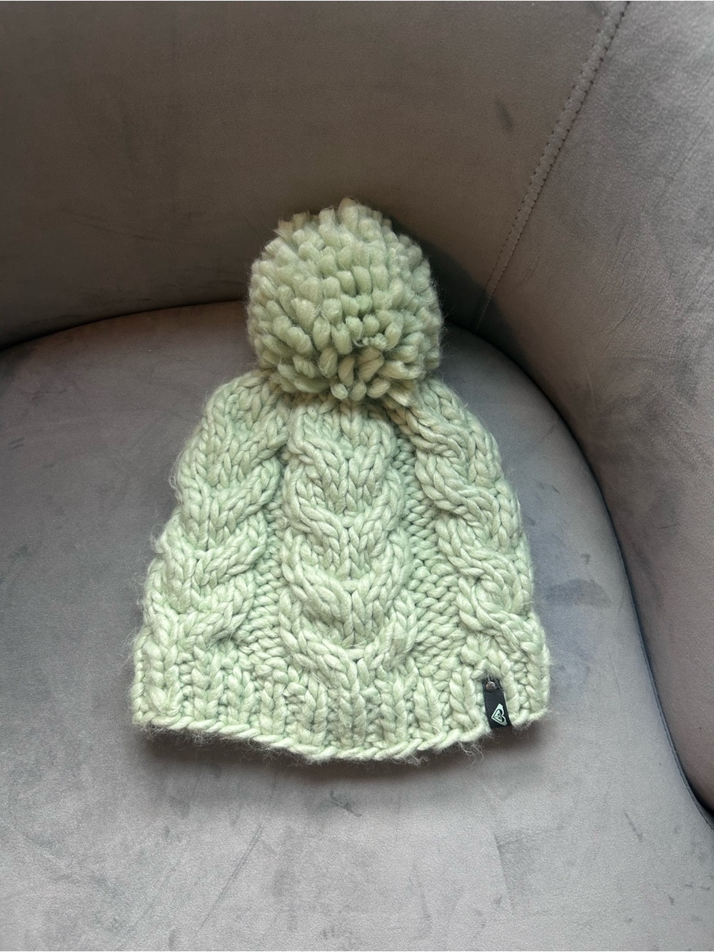 Roxy Mint Green Cable Pom Beanie